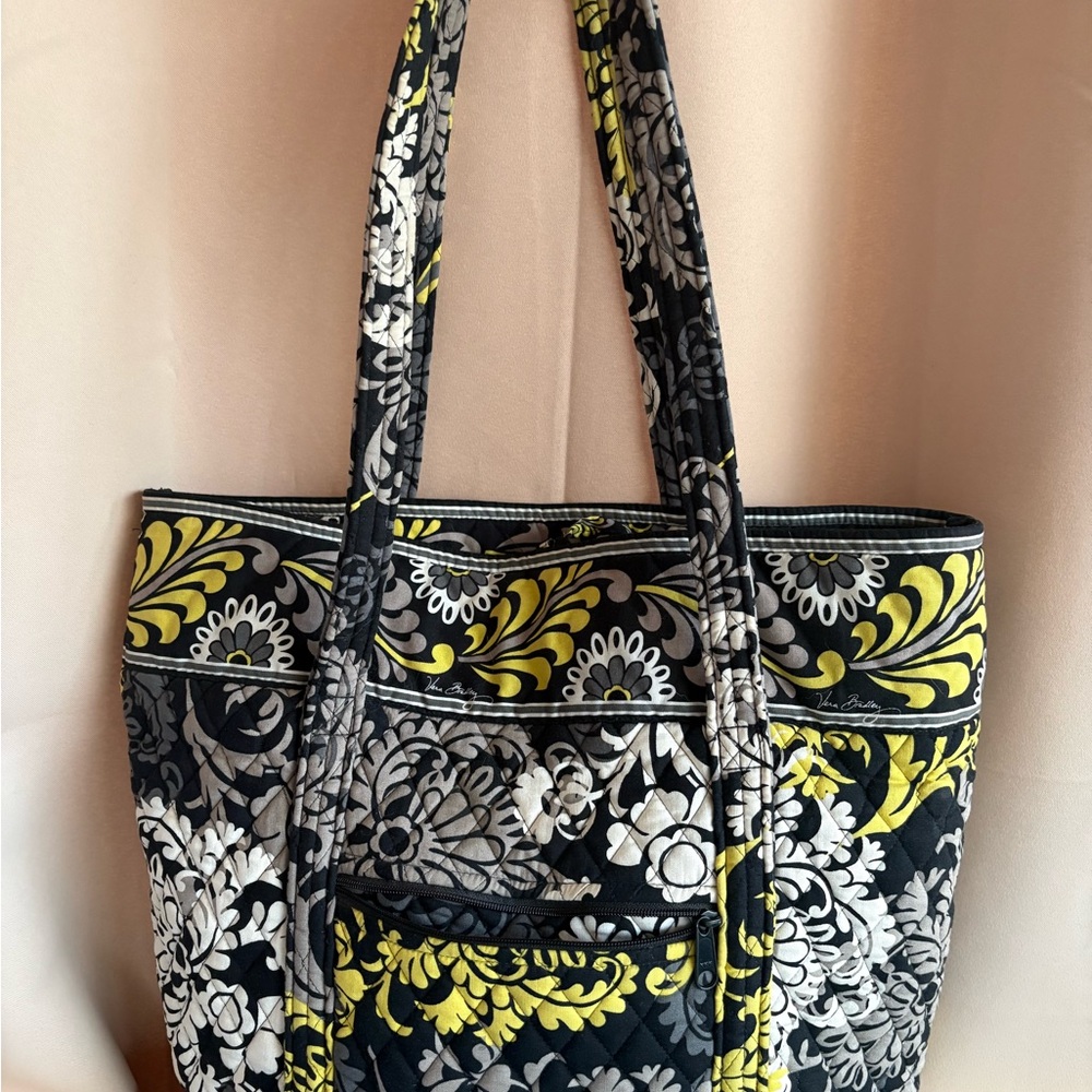 Vera Bradley Black, Yellow & Gray Quilted Floral Tote